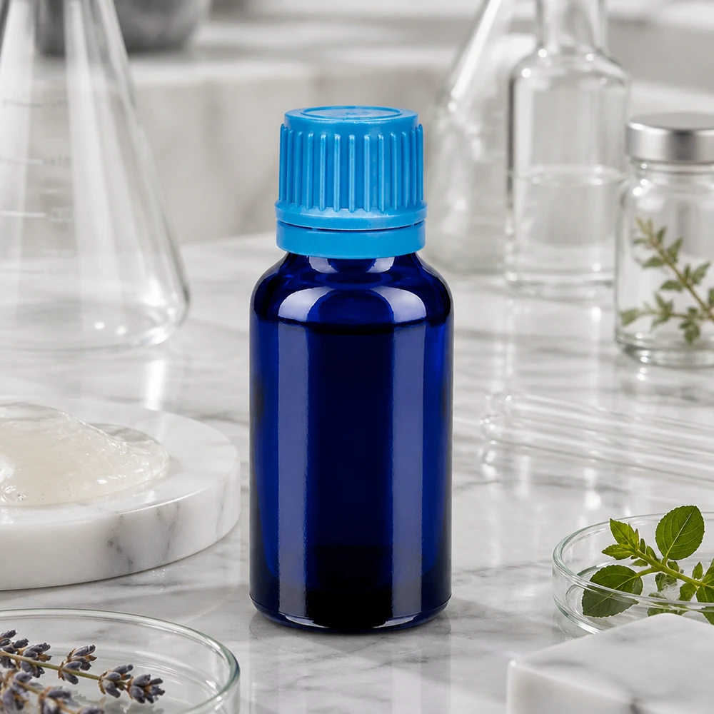Flacone BlueLine professionale da 20 ml per applicazioni di laboratorio con filettatura a vite precisa da 11 mm