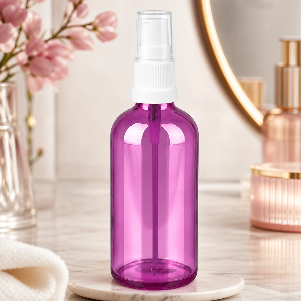 100ml Sprayflasche weiss/transparent Standard PurpleLine UT18/100 Robuste 100ml Spritzflasche mit auslaufsicherem Verschluss in modernem Purple Design