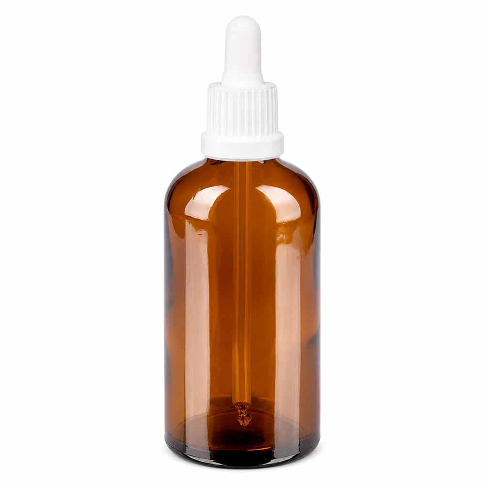 100ml Pipettenflasche weiß Originalitätsverschluss BrownLine UT18/100 Glasflasche mit Pipette 100ml braun - professionelle Dosierung von Flüssigkeiten