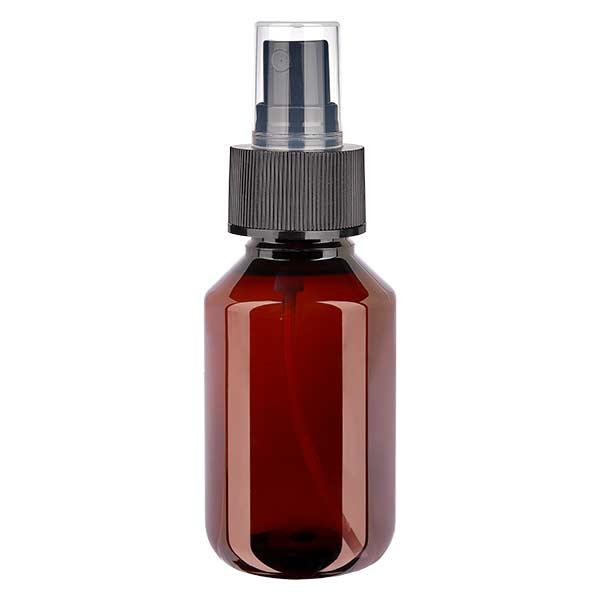 PET Flasche 100ml mit Zerstäuber schwarz