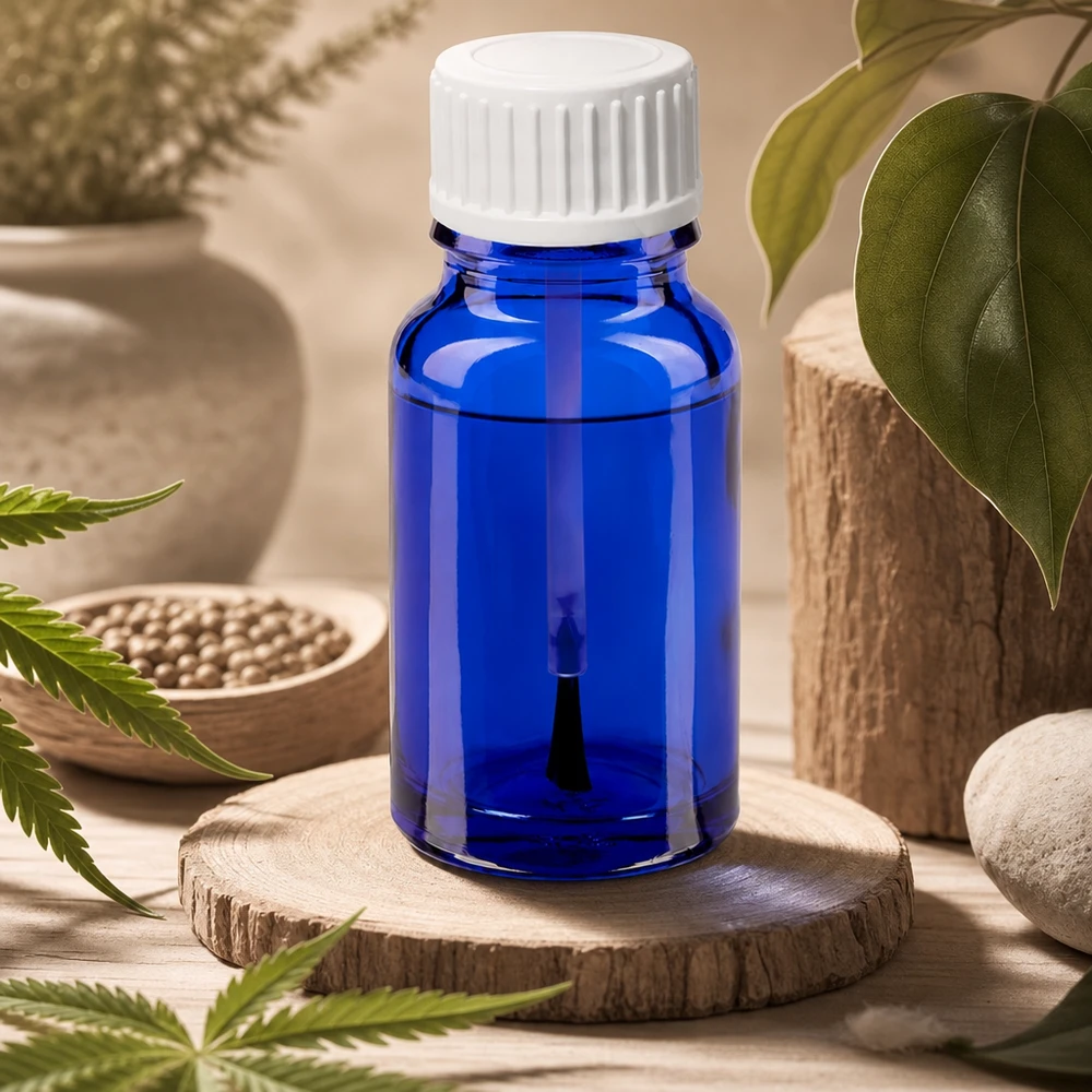 10ml Pinselflasche weiß Standardverschluss BlueLine UT18/10 Professionelle 10ml Glasflasche mit Pinselaufsatz STD BlueLine für hygienische Anwendung