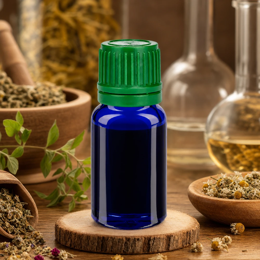 10ml Flasche 11mm Schraubverschluss grün Originalitätsverschluss BlueLine UT18/10 Premium 10ml Glasflasche in intensivem Kobaltblau mit langlebigem grünem Verschlusssystem