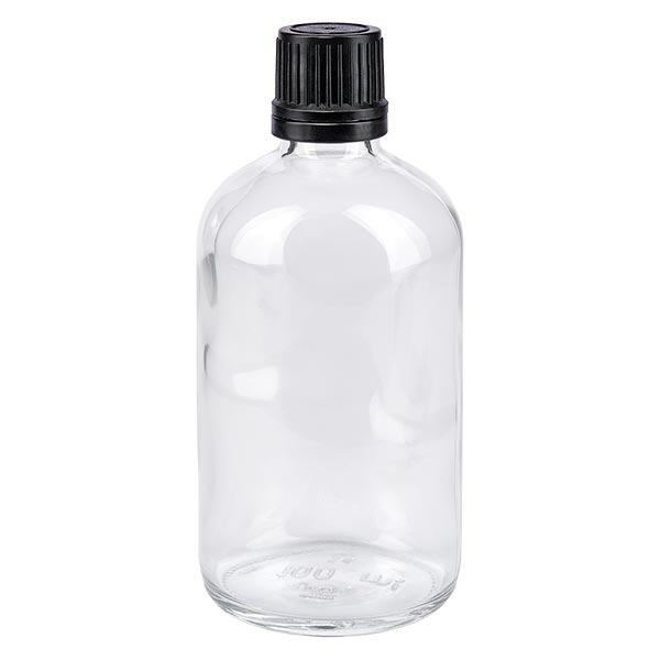 Apothekenflasche klar 100ml Schraubverschluss schwarz Giessring Originalitätsverschluss