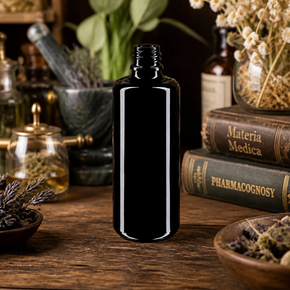 Violettglas Flasche 100ml DIN 18 (Mironglas) Tropfflasche Orion aus Miron Violettglas 100ml Fassungsvermögen für kleine Mengen und Proben