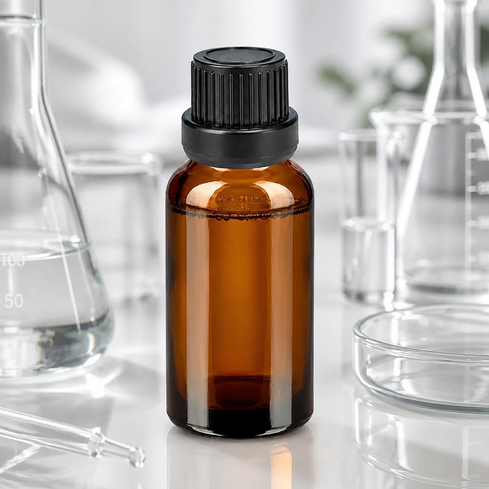 Flacone contagocce da 10 ml 2 mm nero OV BrownLine UT18/10 Flacone contagocce da 10 ml marrone con tappo nero e attacco UT18/10 per sostanze liquide