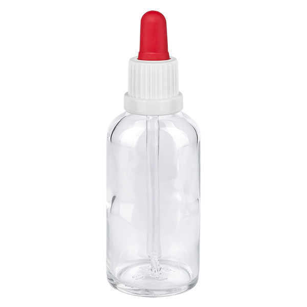 Flacone per pipette da 50 ml bianco/rosso OV ClearL. UT18/50 Flacone per pipette da 50 ml bianco/rosso OV ClearL. UT18/50
