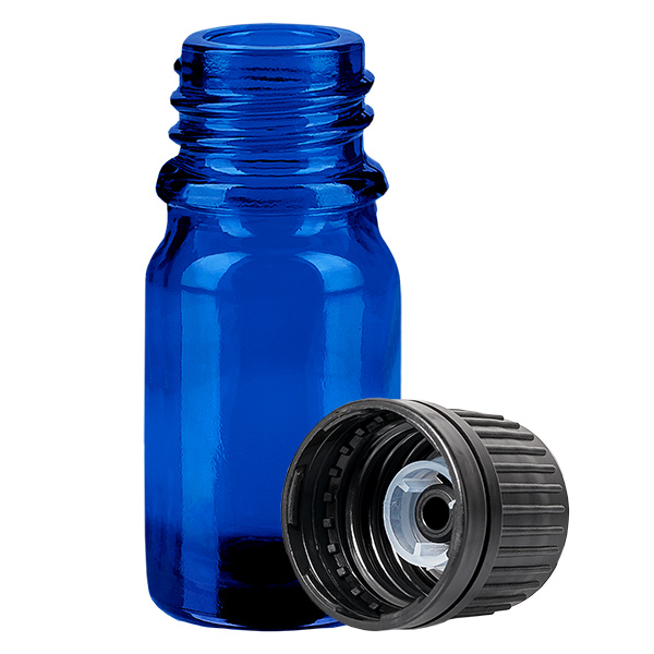 5ml Globuliflasche 8mm Giessring schwarz Standardverschluss BlueLine UT18/5