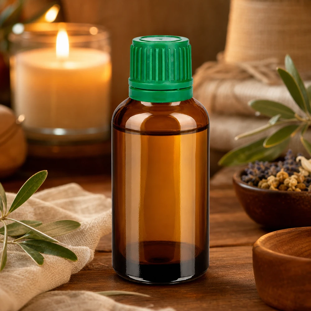 30ml Flasche 11mm Schraubverschluss grün Originalitätsverschluss BrownLine UT18/30 Nachhaltige 30ml Glasverpackung mit grünem Verschluss ideal für Naturprodukte und Heilmittel
