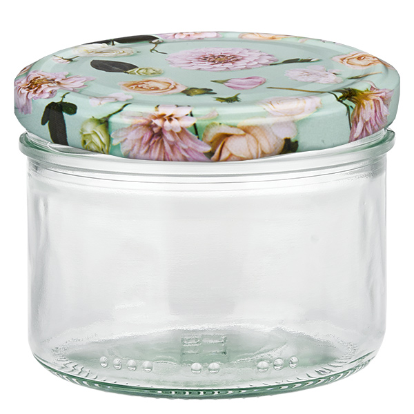 230ml Zylinderglas + BasicSeal Deckel Blume mint