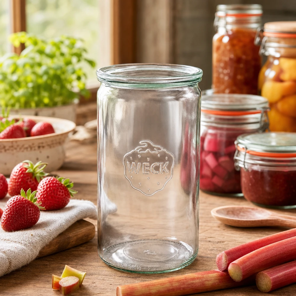 WECK barattolo per conserve 1590ml in cucina rustica con barattoli per marmellata fragole rabarbaro accessori da cucina coperchio in vetro