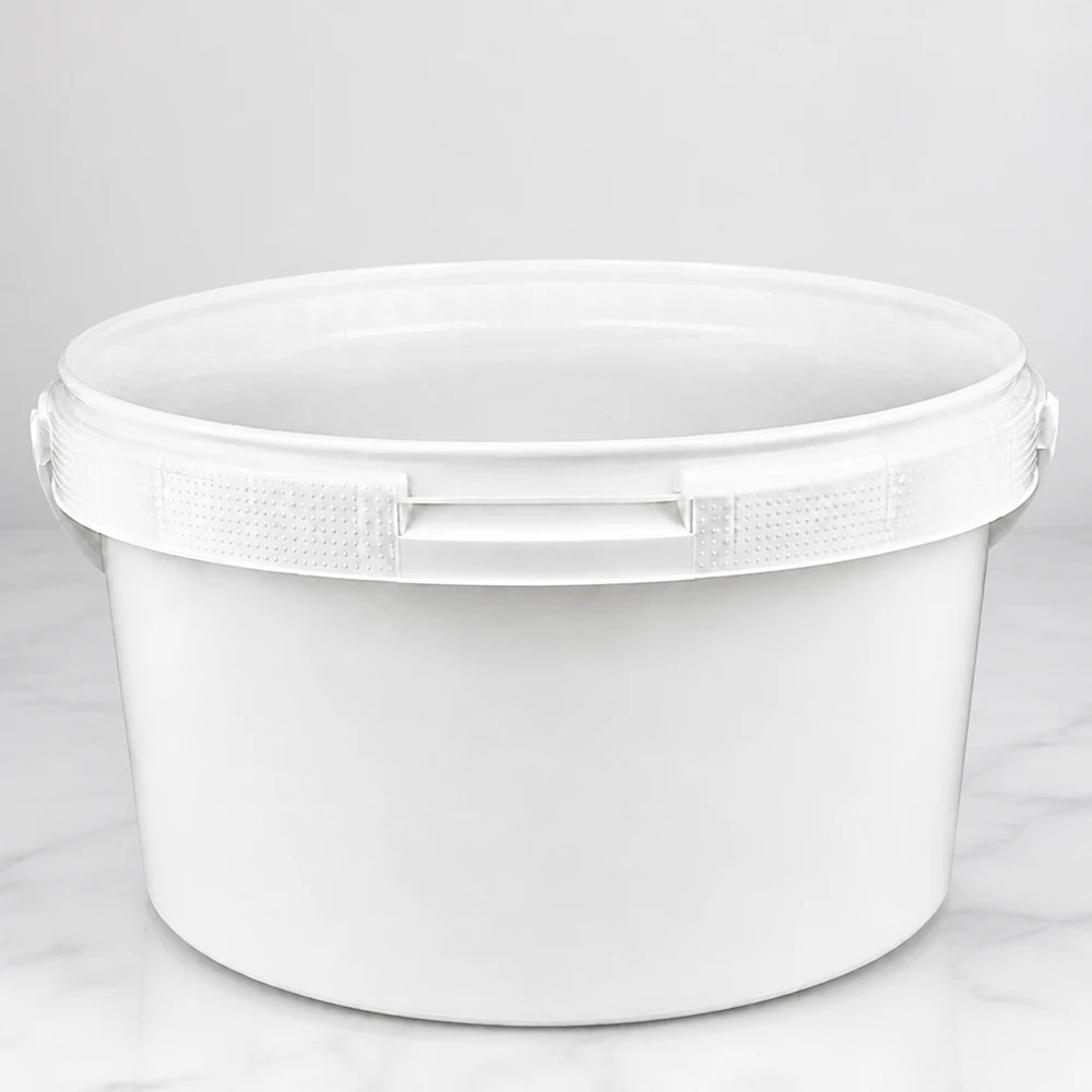 Eimer 3.5L aus weißem Kunststoff Polypropylen ohne Deckel Hochwertiger Lebensmitteleimer 3,5L aus weißem Polypropylen mit Sicherheitsrand