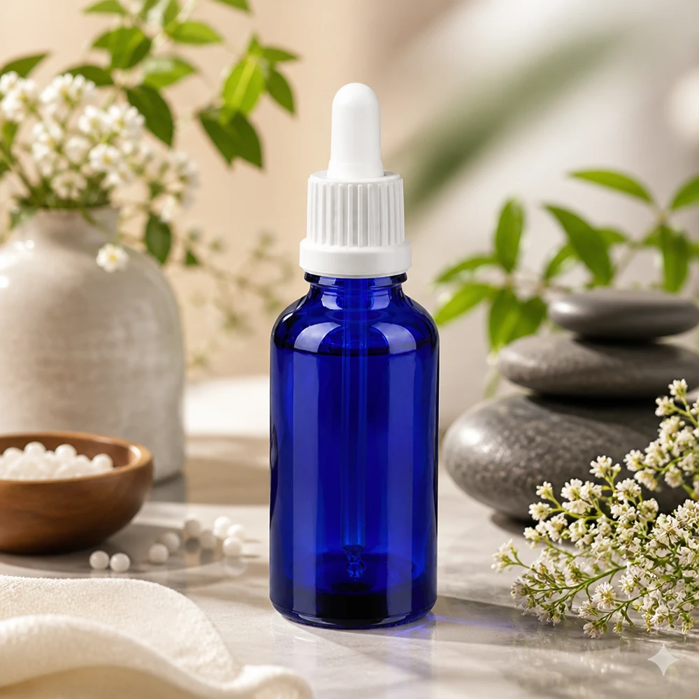 Bottiglia per farmacisti da 30 ml BlueLine UT18 con pipetta in vetro per uso medico e farmaceutico