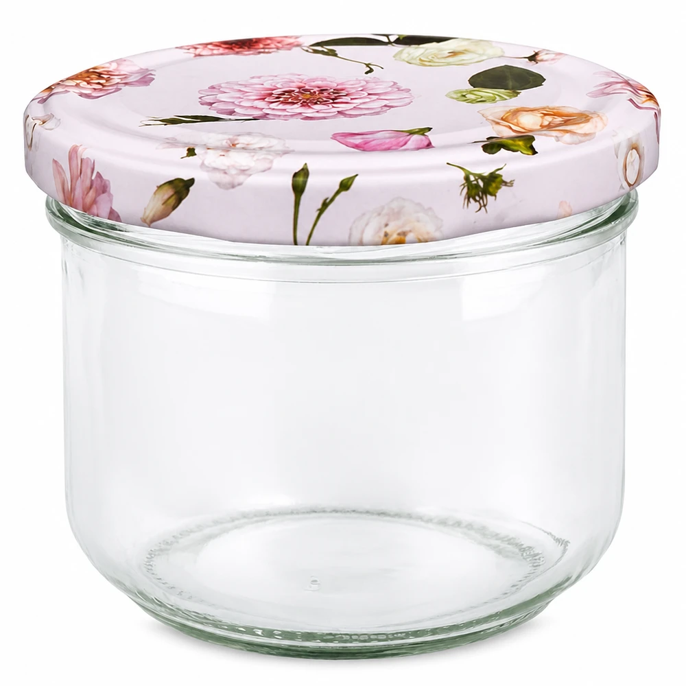 260ml Sturzglas + BasicSeal Deckel Blume rosa UNiTWIST 260ml Sturzglas mit BasicSeal Deckel rosa Blumenmuster - Einmachglas Vorratsglas mit Blüten Design