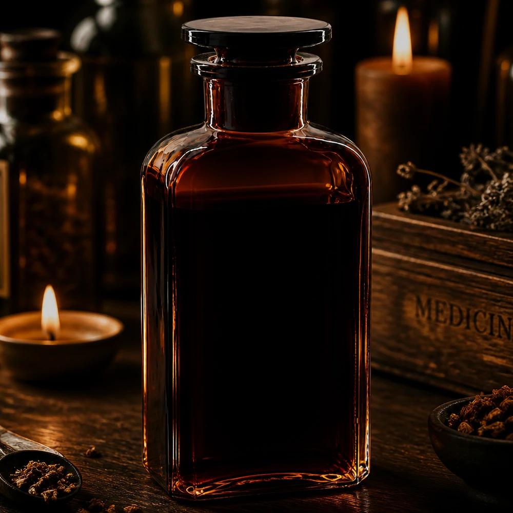 Bottiglia quadrata 250ml marrone con collo largo e tappo in vetro Bottiglia di vetro marrone da 250 ml, di forma quadrata, con tappo, per tinture, erbe e prodotti fitoterapici