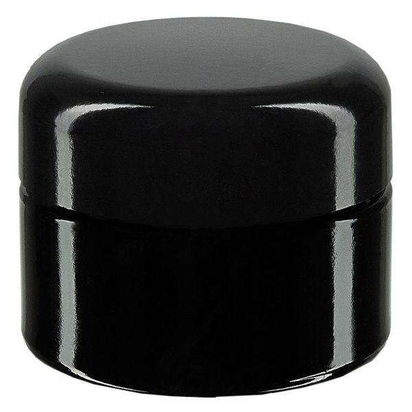 Vasetto per cosmetici in vetro viola 30ml, con coperchio nero Vasetto per cosmetici in vetro viola 30ml, con coperchio nero