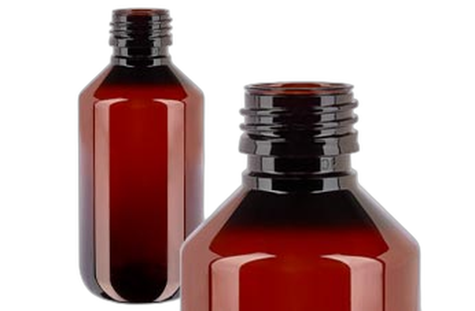 Flacon médical en PET brun sans bouchon