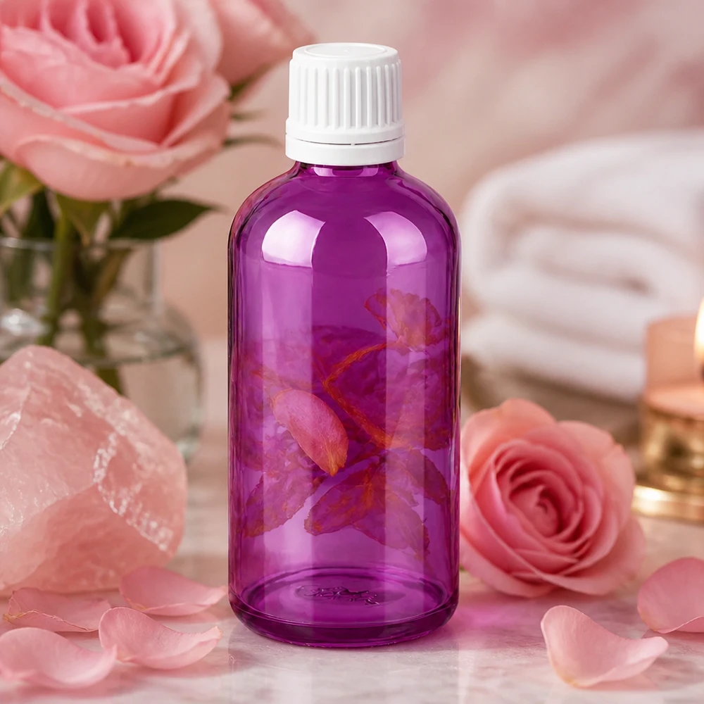 100ml Flasche 11mm Schraubverschluss weiss Originalität Schraubverschlusserschluss PurpleLine UT18/100 Robuste violette 100ml Glasflasche mit auslaufsicherem weissen Verschluss für sichere Aufbewahrung