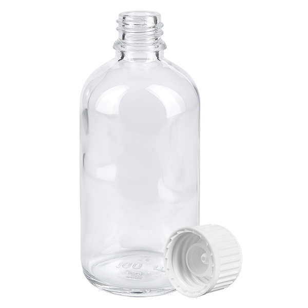 100ml Globuliflasche 3mm Giessring weiß Standardverschluss ClearLine UT18/1