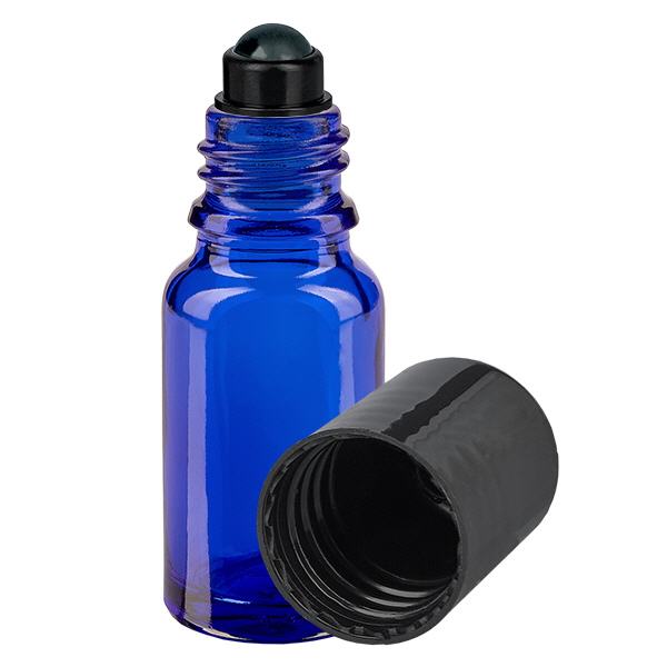 Flacone roll-on 10ml blu STD nero ApoGlas Flacone roll-on 10ml blu STD nero ApoGlas