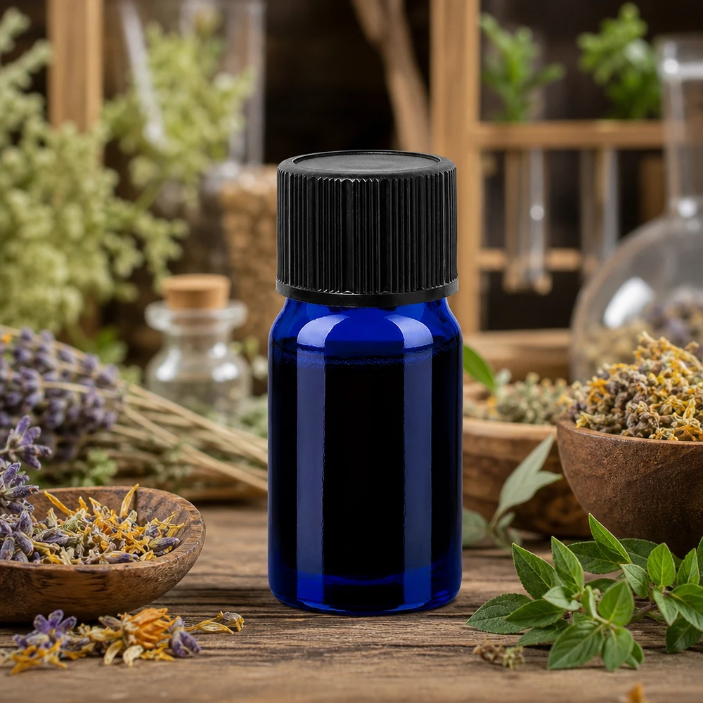 Flacone contagocce da 5 ml per estratti di erbe e omeopatia con sistema di chiusura a tenuta stagna