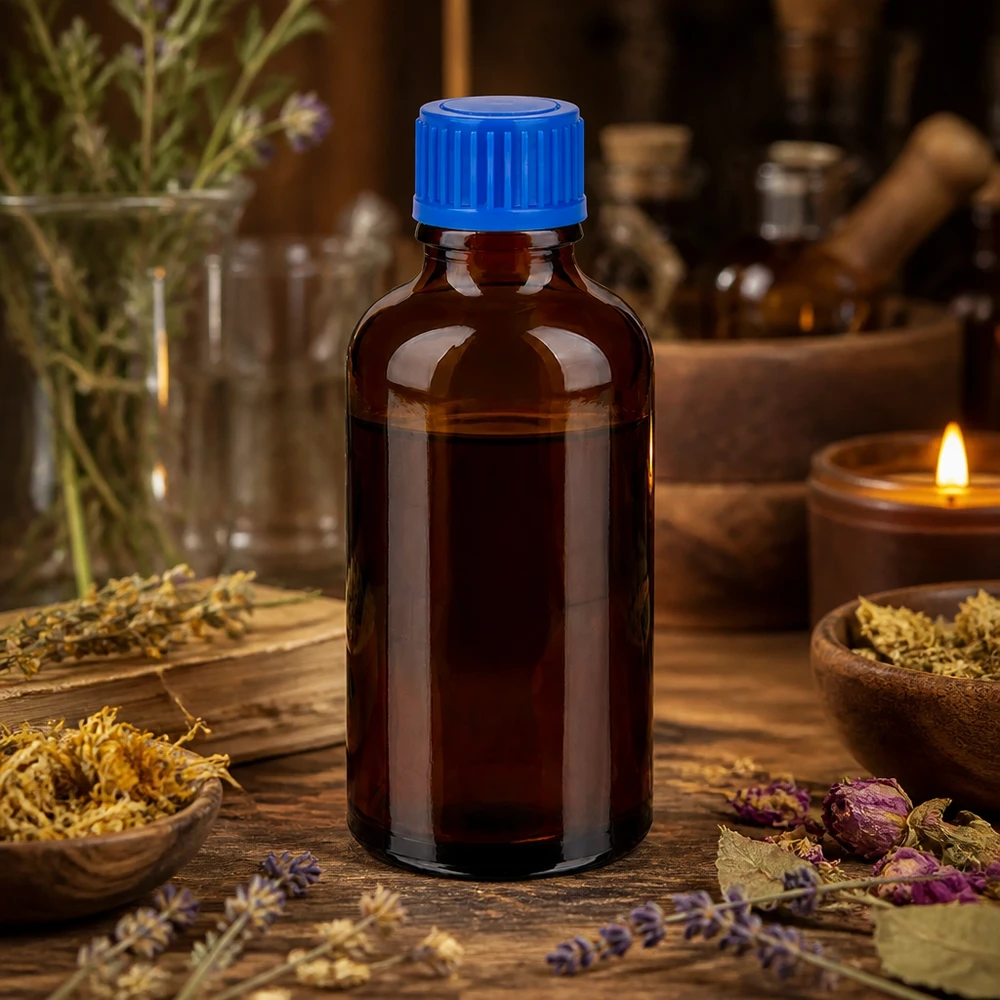 Flacon de 50ml 11mm SV bleu STD BrownLine UT18/50 Bouteille en verre marron de 50 ml avec bouchon bleu pour une utilisation mobile