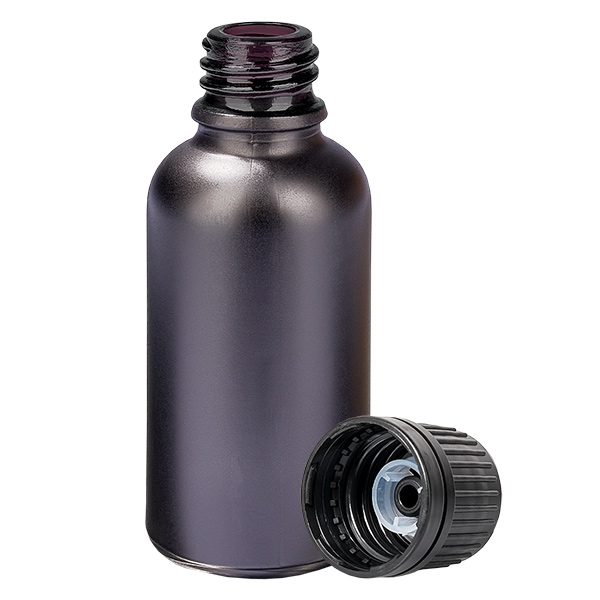 30ml Globuliflasche 8mm Giessring schwarz Originalitätsverschluss BlackL. UT18/30