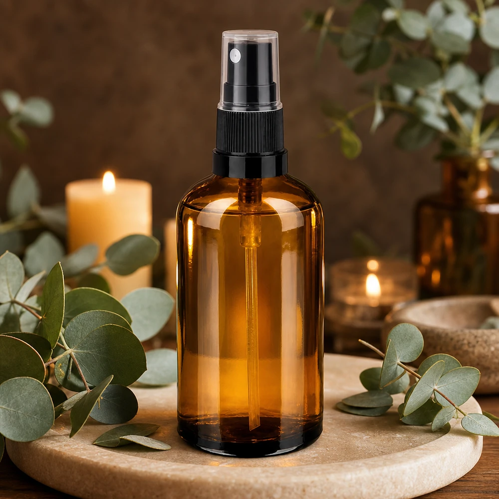Flacone spray in vetro premium da 100 ml con design ergonomico per una facile manipolazione