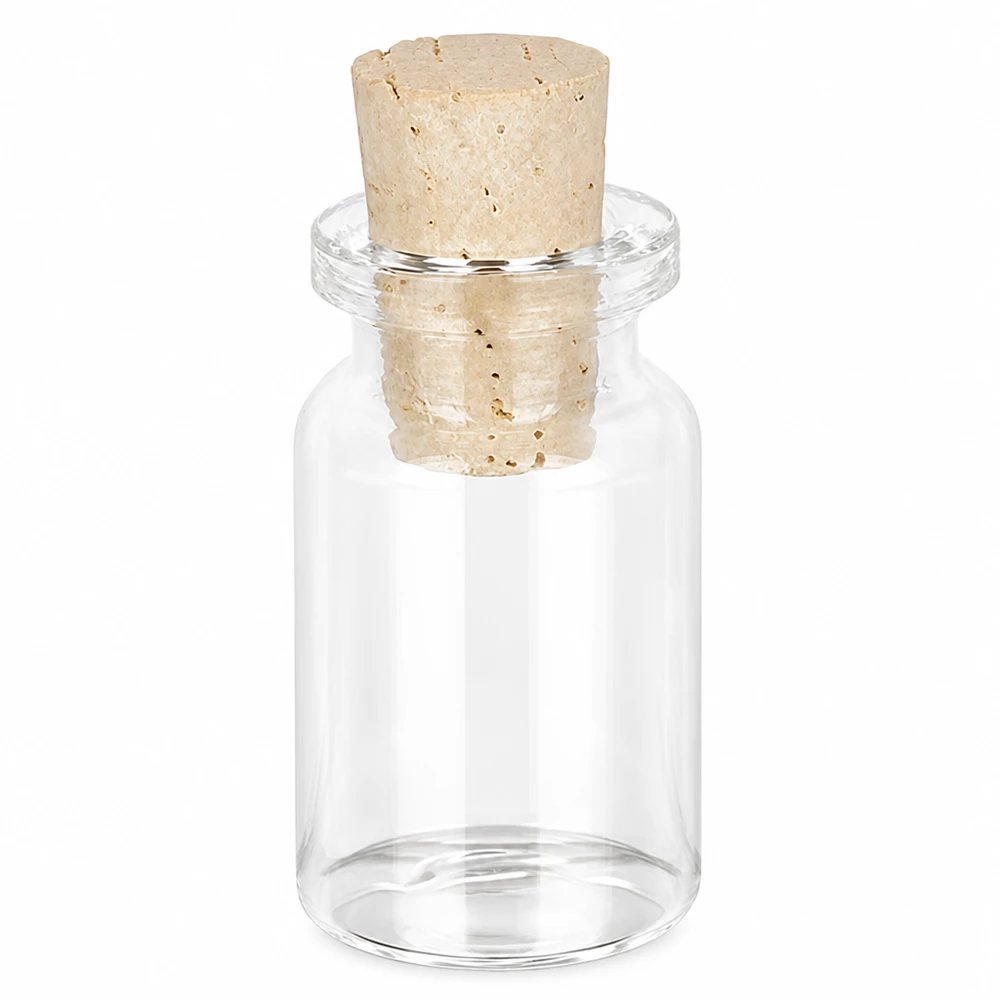 Flasche Klarglas 5ml mit Korken 11/14mm Durchsichtige Glasflasche 5ml mit hellem Naturkorkverschluss für Schmuck und Bastelprojekte
