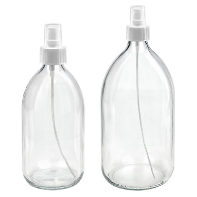 Euro- Medizinflaschen klar mit weissem Zerstäuber