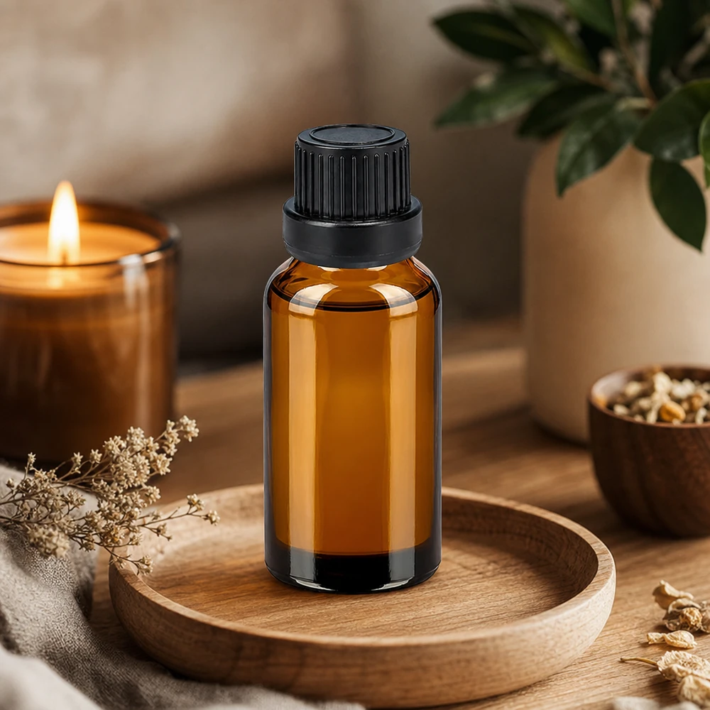 Pratico flacone in vetro ambrato da 10 ml con contagocce nero da 2 mm per una conservazione igienica