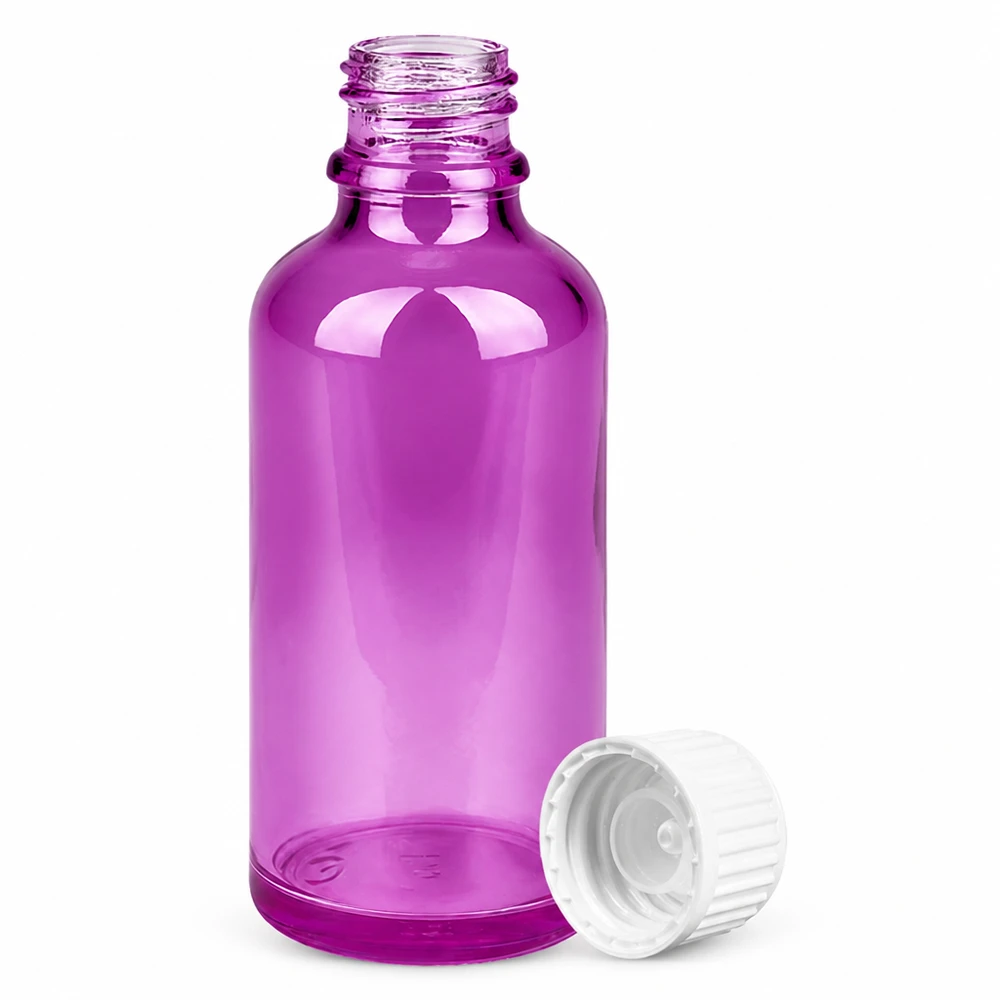 Contenitore in vetro viola da 50 ml con tappo a vite perfetto per cosmetici ed essenze fai da te