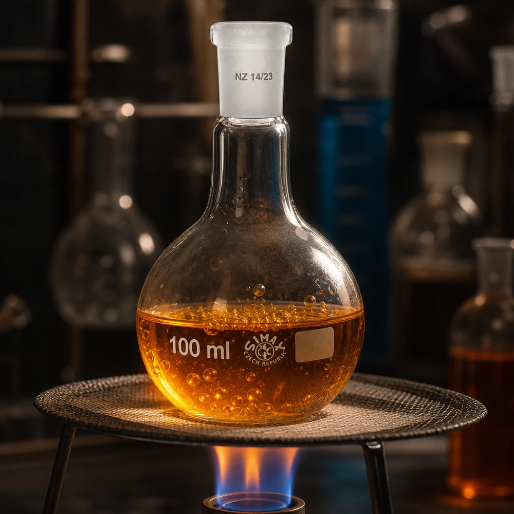 Pallone da laboratorio 100ml trasparente con graduazione e giunto smerigliato standardizzato 14/23