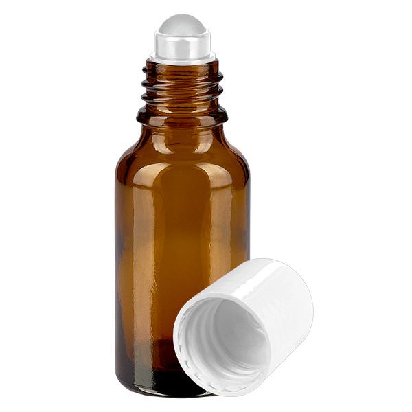 Flacone roll-on marrone da 20ml STD bianco ApoGlas Flacone roll-on marrone da 20ml STD bianco ApoGlas