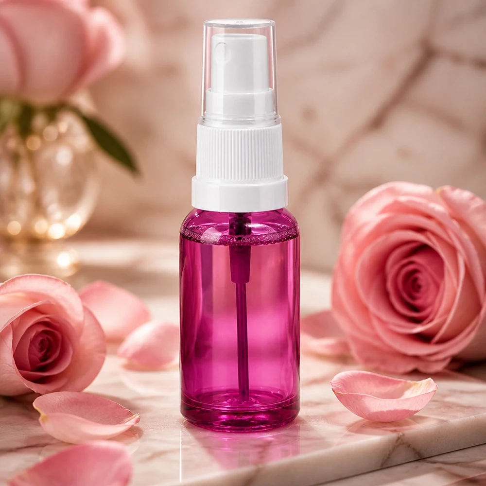 20ml Sprayflasche weiss/transparent Standard PurpleLine UT18/20 Violette 20ml Sprühflasche mit praktischem Pump-Mechanismus für DIY Kosmetik und Aromatherapie