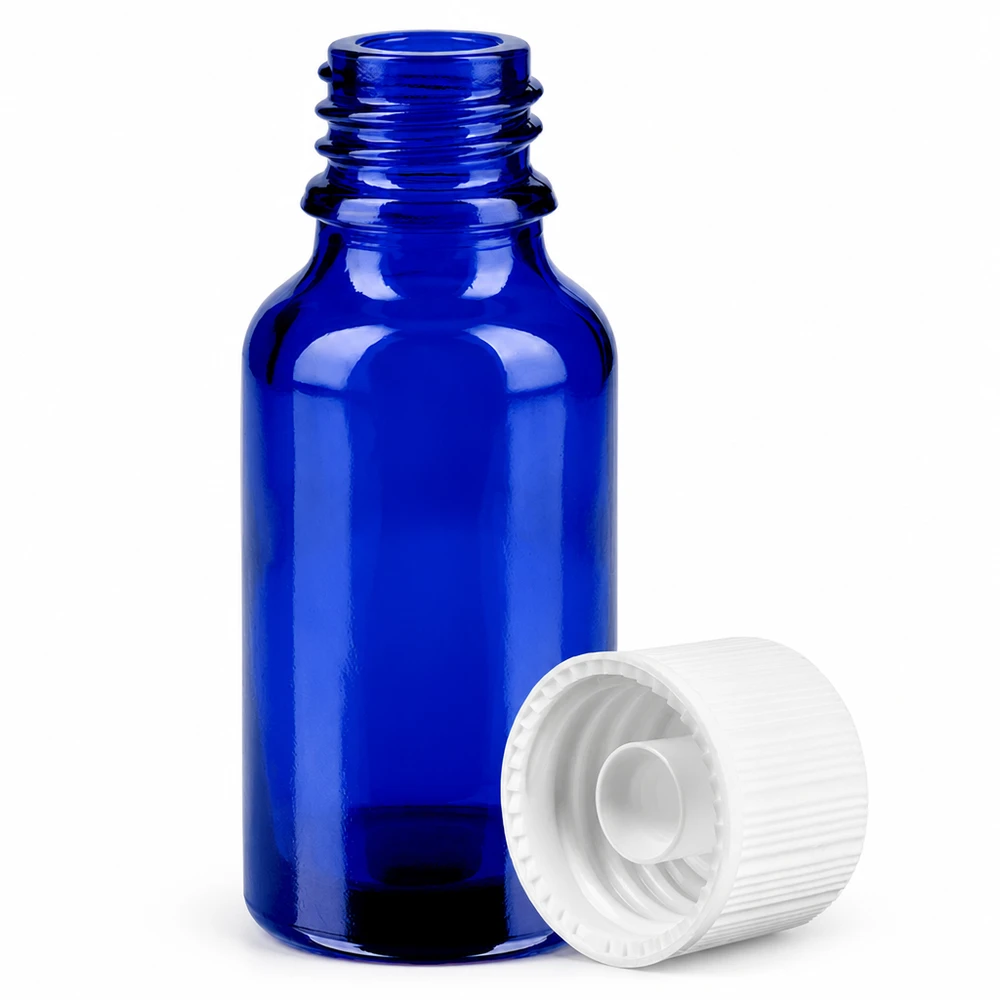 Bottiglia da 20ml 11mm SV bianco STD BlueLine UT18/20 Pratico flacone da 20 ml in blu brillante con tappo a vite bianco sicuro