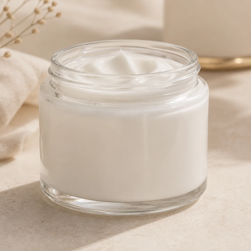 Barattolo in vetro trasparente 250ml Vista ravvicinata senza coperchio per cosmetici e unguenti Vista ravvicinata