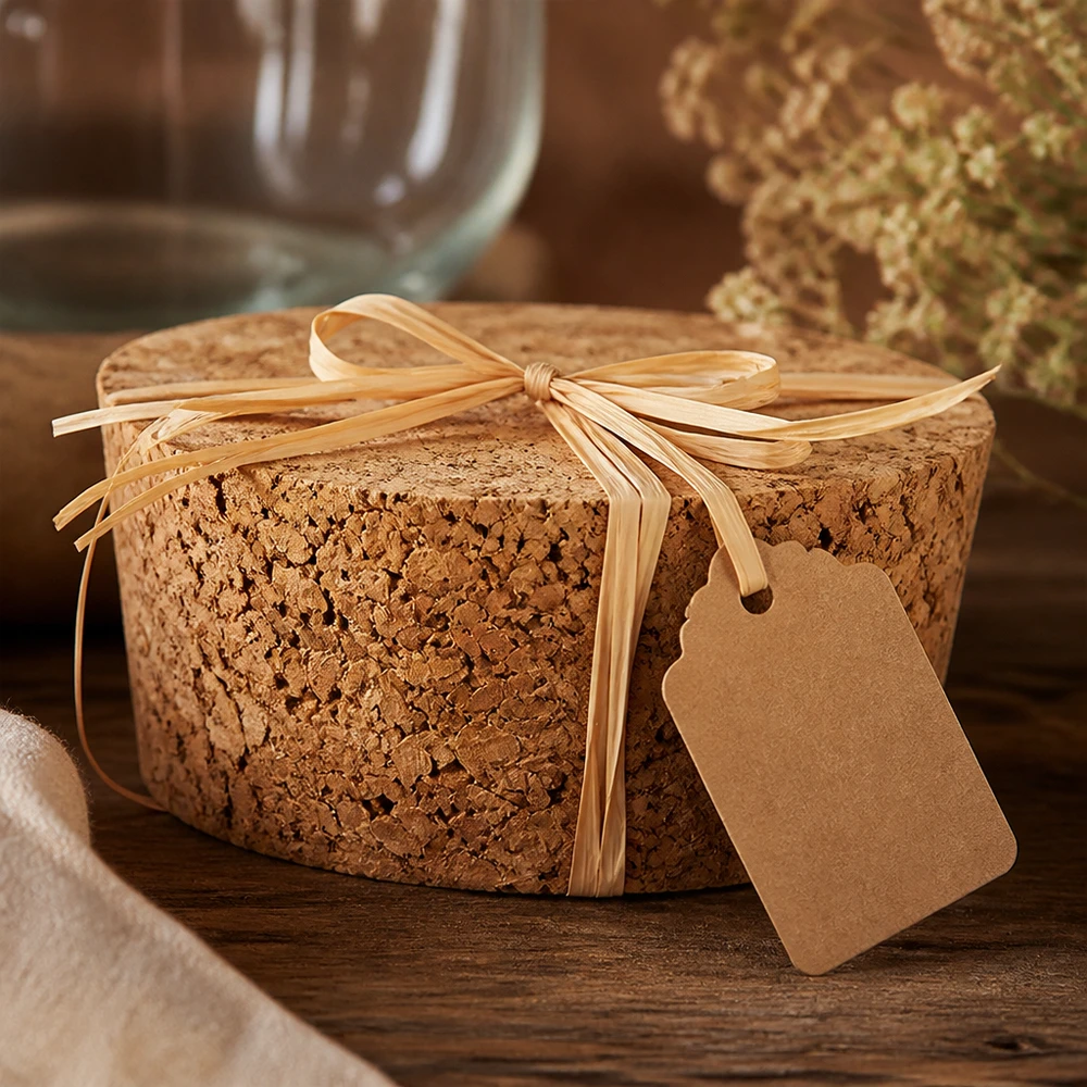 Sughero per apertura 40mm WECK RR40 (ø38/43, H=20mm) WECK tappo di sughero RR40 confezionato con fiocco ed etichetta decorazione rustica tappo di sughero naturale 40mm