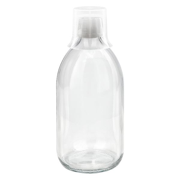 Flacone per medicinali da 500ml trasparente, tappo OV con coppetta dosatrice 30 Flacone per medicinali da 500ml trasparente, tappo OV con coppetta dosatrice 30