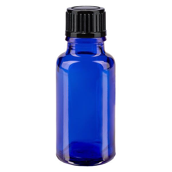 Apothekenflasche blau 20ml Schraubverschluss schwarz Standard