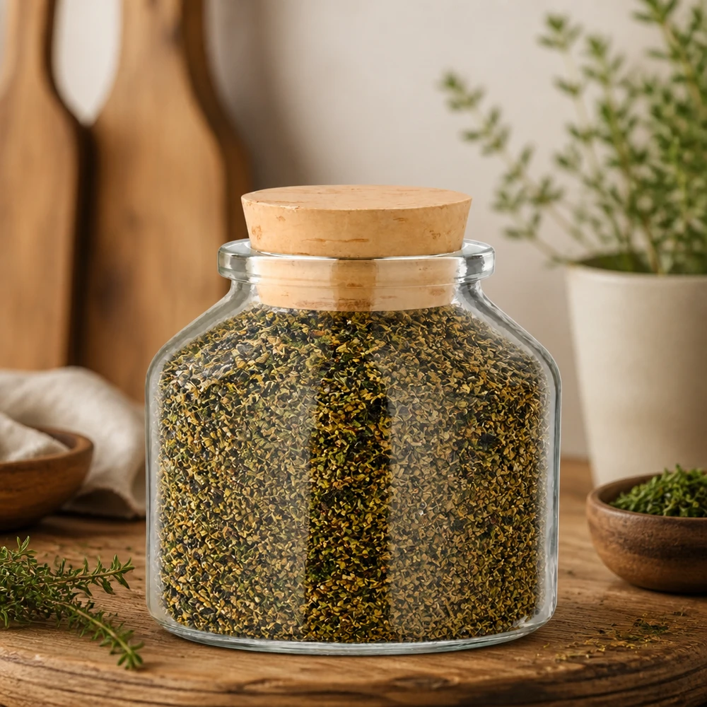 Elegante barattolo per alimenti da 100 ml con tappo in sughero naturale per spezie secche – Organizzazione della cucina