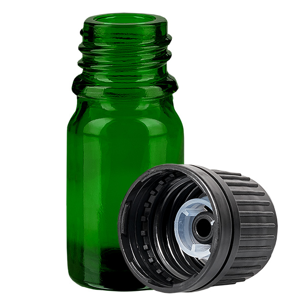 5ml Globuliflasche 8mm Giessring schwarz Originalitätsverschluss GreenLine UT18/5