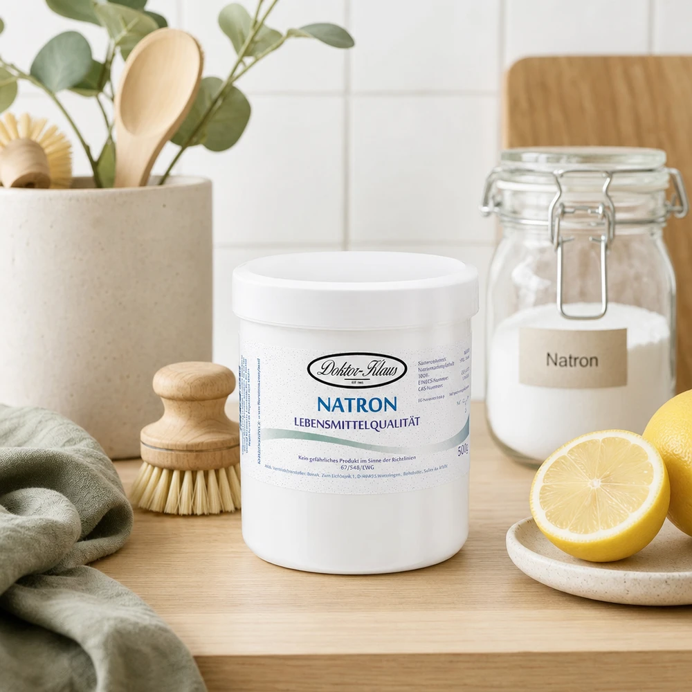 500g bicarbonato di sodio Doktor Klaus Doctor Klaus 500g contenitore di bicarbonato di sodio bianco in plastica con tappo a vite per una facile conservazione