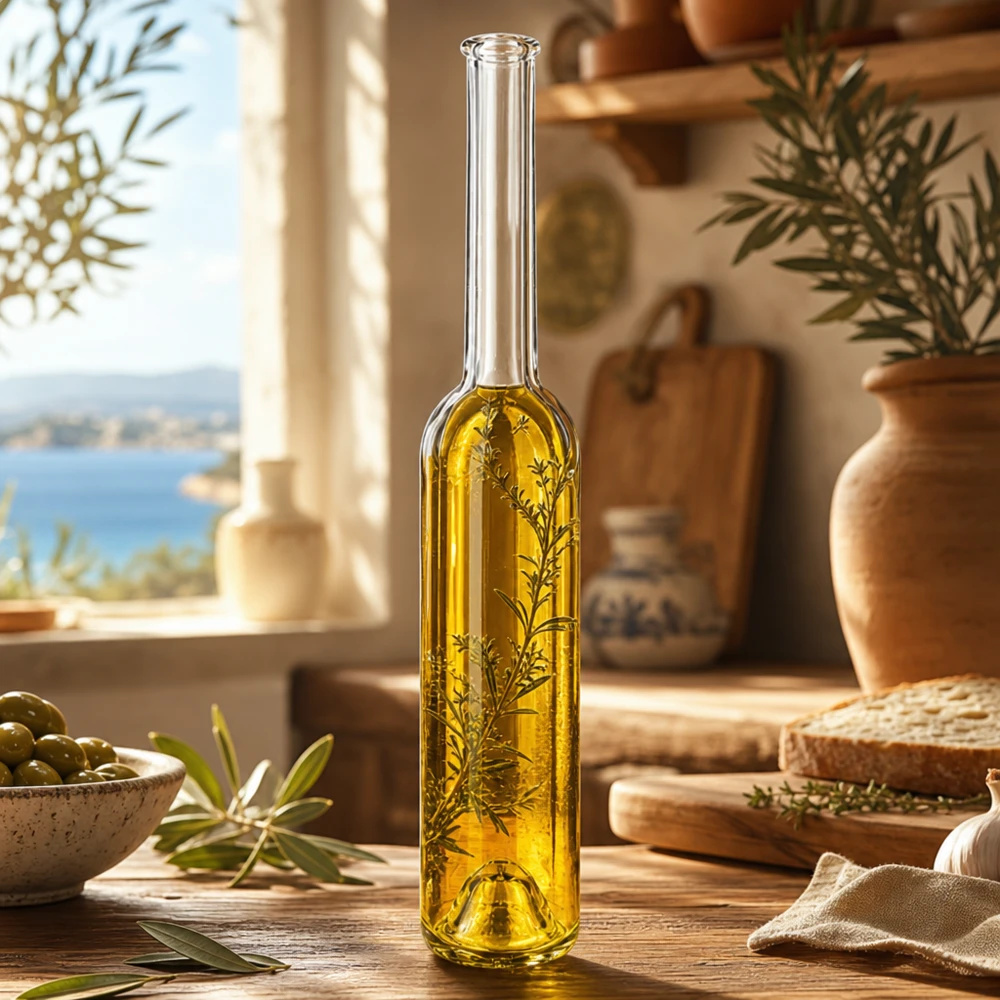 100ml Glasflasche Hugo mit Olivenöl Kräutern mediterrane Küche Deko Flaschenhals lang UNiTWIST Produktbild 7