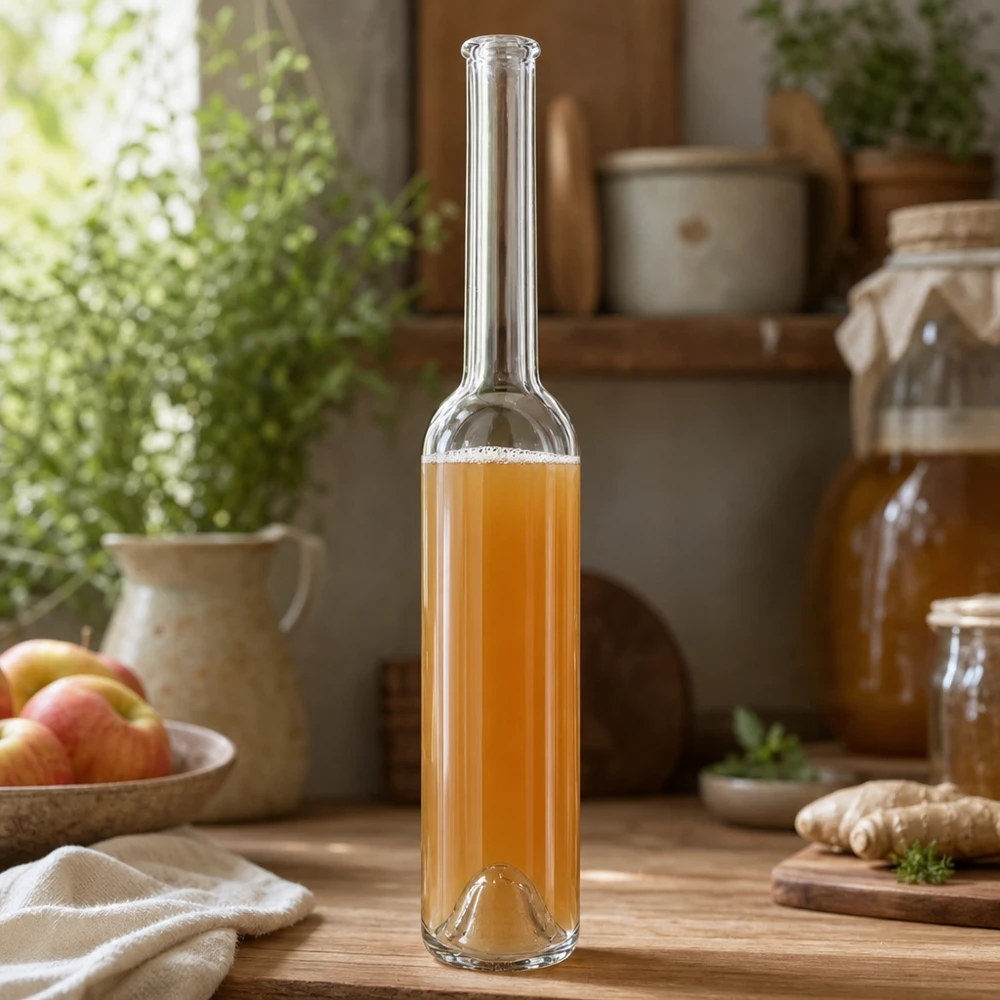 100ml Glasflasche Hugo transparent mit Apfelsaft befüllt Küchensetting natürliche Getränke UNiTWIST Produktbild 9