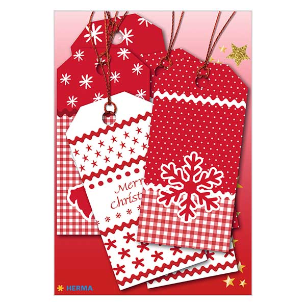 Etichetta "White Christmas" (6 pezzi) con brillantini Etichetta "White Christmas" (6 pezzi) con brillantini