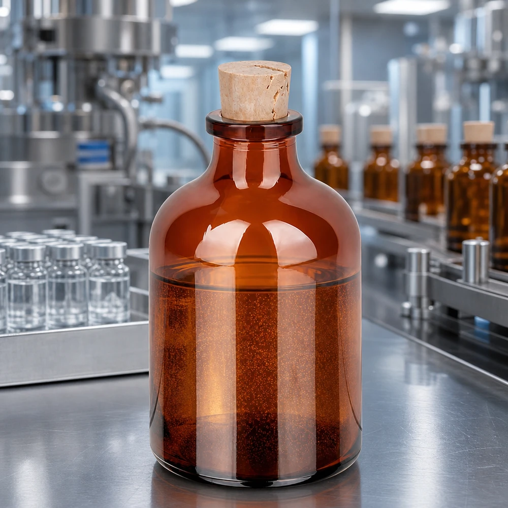 Flasche Braunglas 50ml mit Korken 11/14mm Braunglasflasche mit Korkstopfen 50ml zur sicheren Aufbewahrung organischer Lösungsmittel