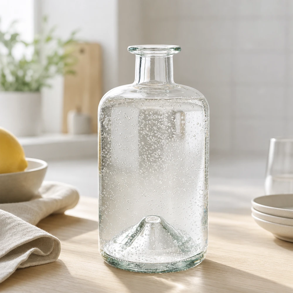 Flacone farmaceutico da 500 ml 500ml Glasflasche "Sofia" ohne Verschluss UNiTWIST senza tappo UNiTWIST® 500ml Glasflasche Sofia mit Sprudelwasser gefüllt moderne Küche Lifestyle Apothekerflasche transparent UNiTWIST