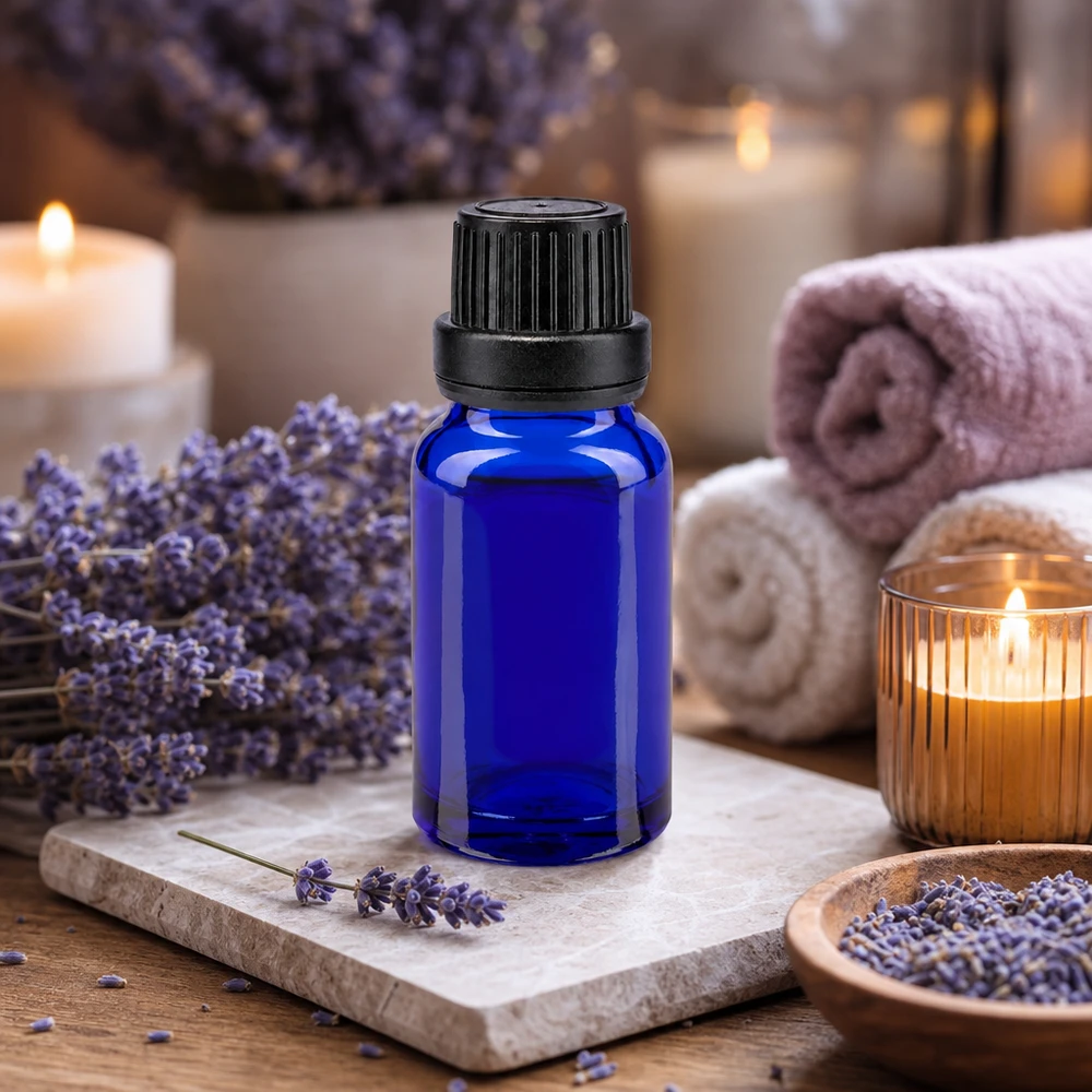 Apothekenflasche blau 10ml Tropfverschluss Giessring 2mm schwarz Originalitätsverschluss Pharmaglas Tropfflasche 10ml blau mit 2mm Einsatz für Ätherische und Kosmetiköle