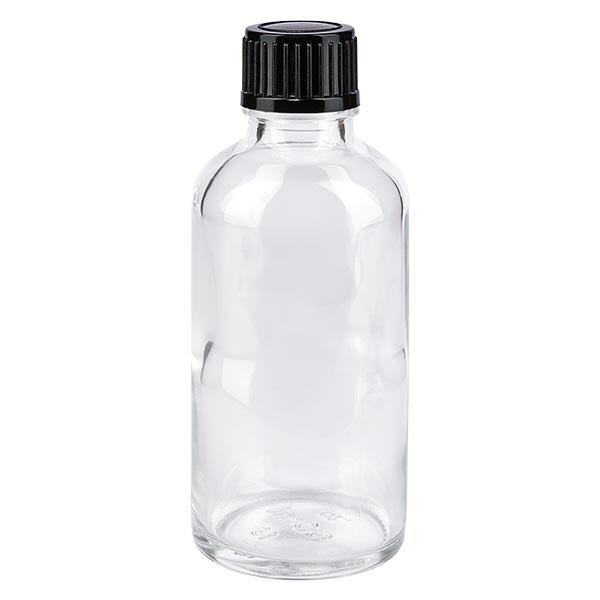 Flacone da farmacia trasparente da 50 ml. SV STD nero/11mm ApoGlas Flacone da farmacia trasparente da 50 ml. SV STD nero/11mm ApoGlas