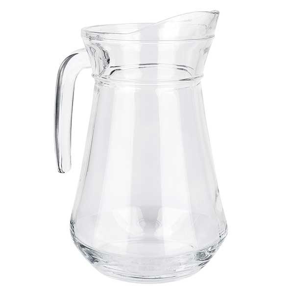 Brocca di vetro Francia da 1,0 litri. Vetro trasparente temperato Brocca di vetro Francia da 1,0 litri. Vetro trasparente temperato